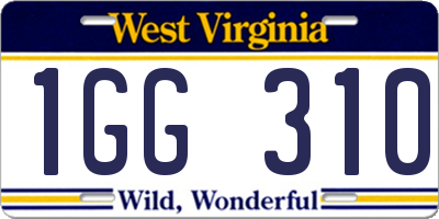 WV license plate 1GG310