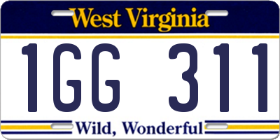 WV license plate 1GG311