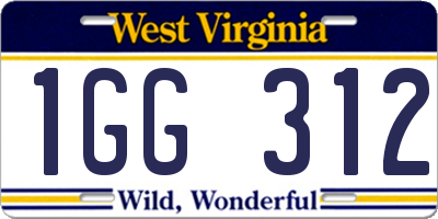WV license plate 1GG312