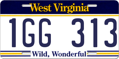 WV license plate 1GG313