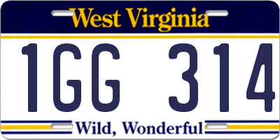 WV license plate 1GG314