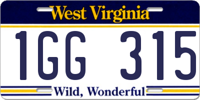 WV license plate 1GG315