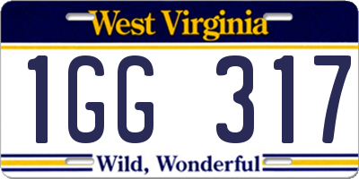 WV license plate 1GG317
