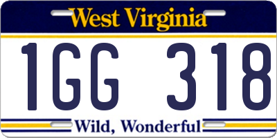 WV license plate 1GG318