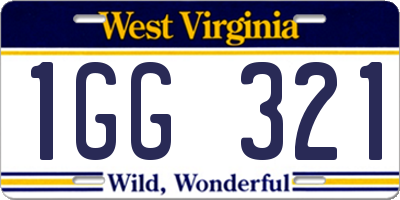 WV license plate 1GG321