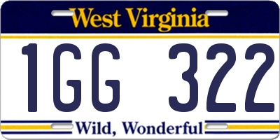WV license plate 1GG322
