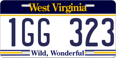 WV license plate 1GG323