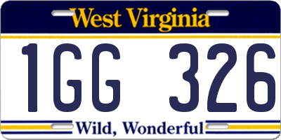WV license plate 1GG326