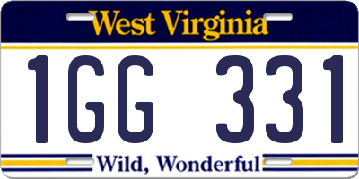 WV license plate 1GG331