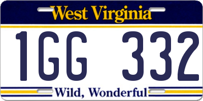 WV license plate 1GG332