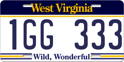 WV license plate 1GG333