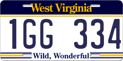 WV license plate 1GG334