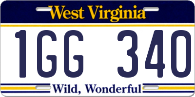 WV license plate 1GG340