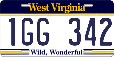 WV license plate 1GG342
