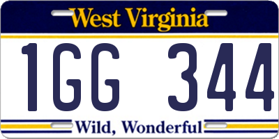 WV license plate 1GG344