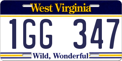 WV license plate 1GG347