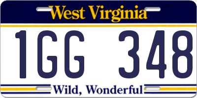 WV license plate 1GG348
