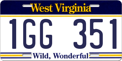 WV license plate 1GG351