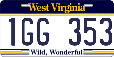 WV license plate 1GG353