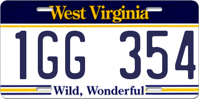 WV license plate 1GG354