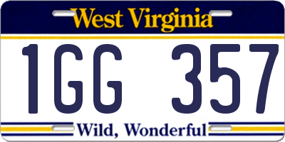 WV license plate 1GG357
