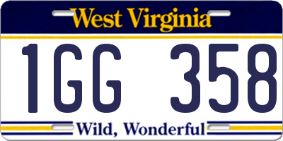 WV license plate 1GG358