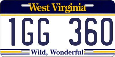 WV license plate 1GG360