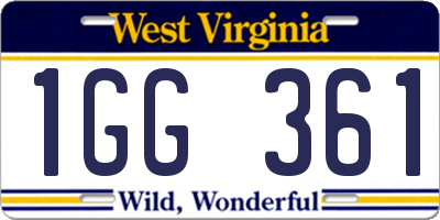 WV license plate 1GG361