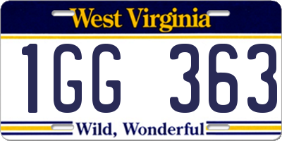 WV license plate 1GG363