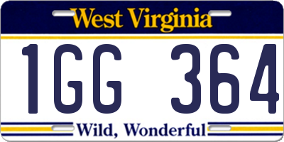 WV license plate 1GG364