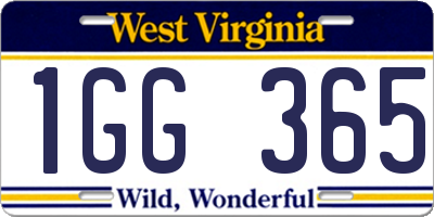 WV license plate 1GG365