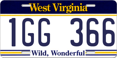 WV license plate 1GG366