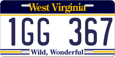 WV license plate 1GG367