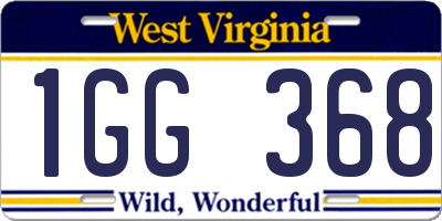 WV license plate 1GG368