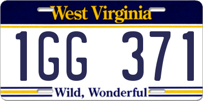 WV license plate 1GG371