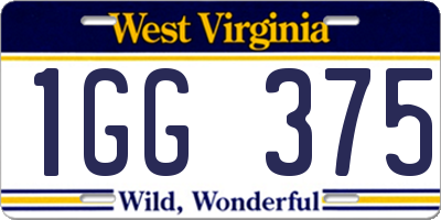 WV license plate 1GG375