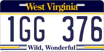 WV license plate 1GG376