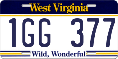 WV license plate 1GG377