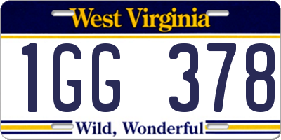 WV license plate 1GG378