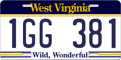 WV license plate 1GG381