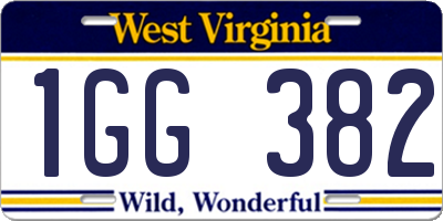 WV license plate 1GG382