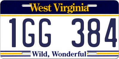WV license plate 1GG384