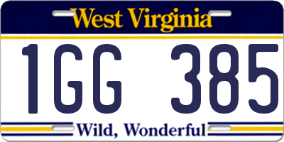 WV license plate 1GG385