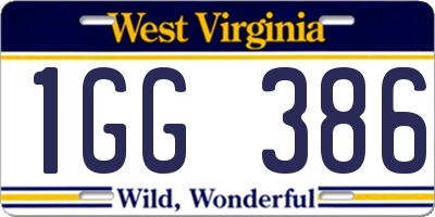 WV license plate 1GG386
