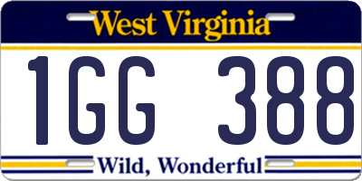 WV license plate 1GG388