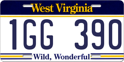 WV license plate 1GG390