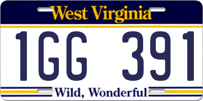WV license plate 1GG391