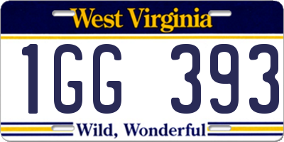 WV license plate 1GG393