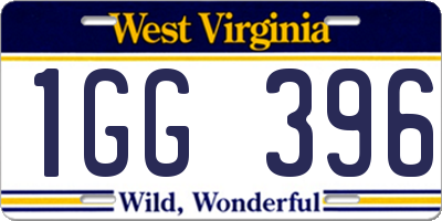 WV license plate 1GG396