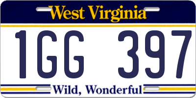 WV license plate 1GG397